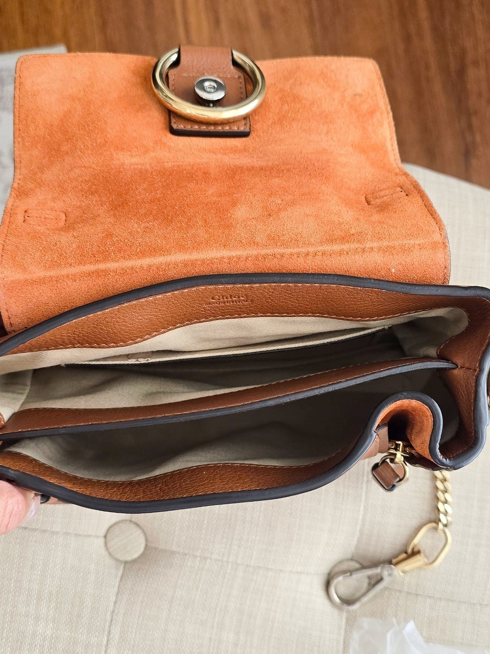 Chloé Faye Small Leather Shoulder Bag in Tan - Picture 7 of 12